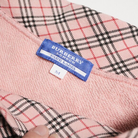 Pink Plaid Mid Sleeve Boatneck Sweater 🐎 BURBERRY BLUE LABEL - Picture 7 of 9